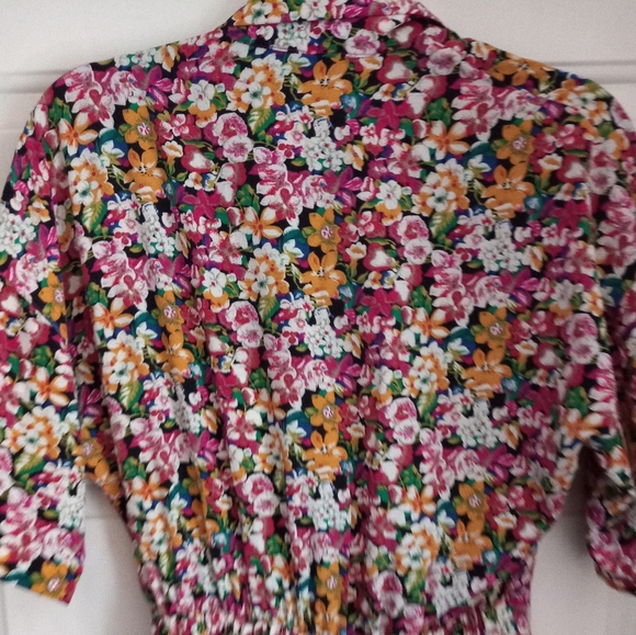 Fabulous 1980s Ms. Chaus Shirtwaits Dress floral print vintages size 8 - Picture 3 of 7